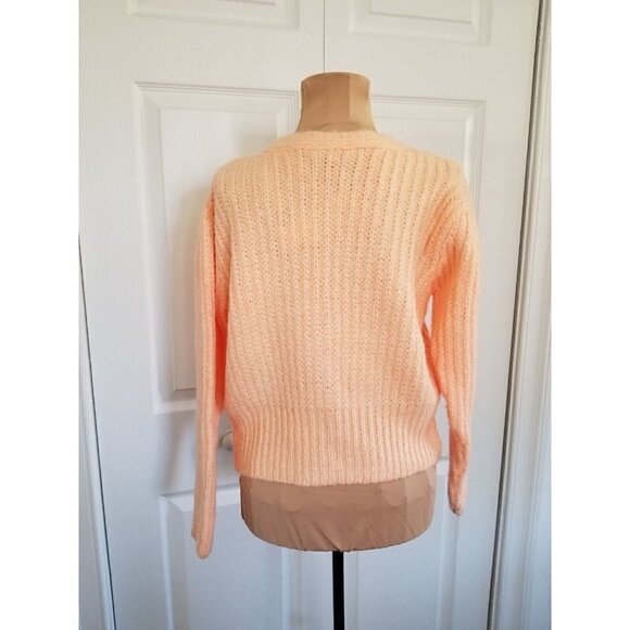 Topshop Soft Crop Chunky Knit Button Down Cardigan Apricot Womens Size XS - Picture 2 of 8